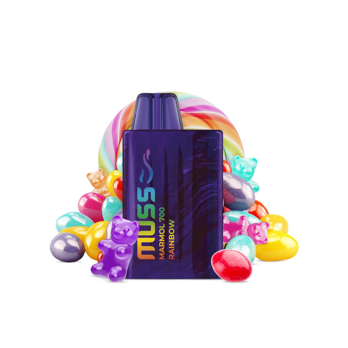 Vaper desechable MUSS Marmol 700 con nicotina 20mg/ml - Gominolas (Rainbow)