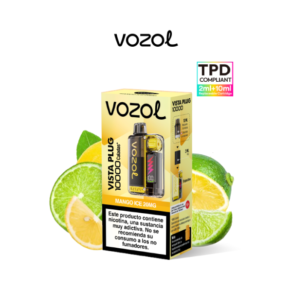 VOZOL Vista Plug Kit Starter 10.000 puffs (2ml + 10ml) precargado 20mg/ml nicotina - Lima Limón